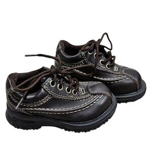 Graphite Brown Leather‎ Oxford Dress Shoes Toddler Lace Up Casual Size 6M